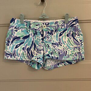 Lilly Pulitzer Walsh Shorts White Aqua Lavender print size 4